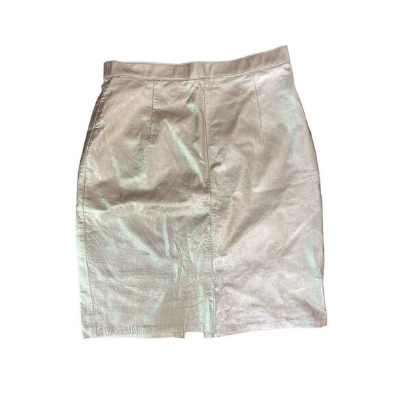 JULIAN K VINTAGE GOLD LEATHER SKIRT SIZE 8 - Picture 1 of 8